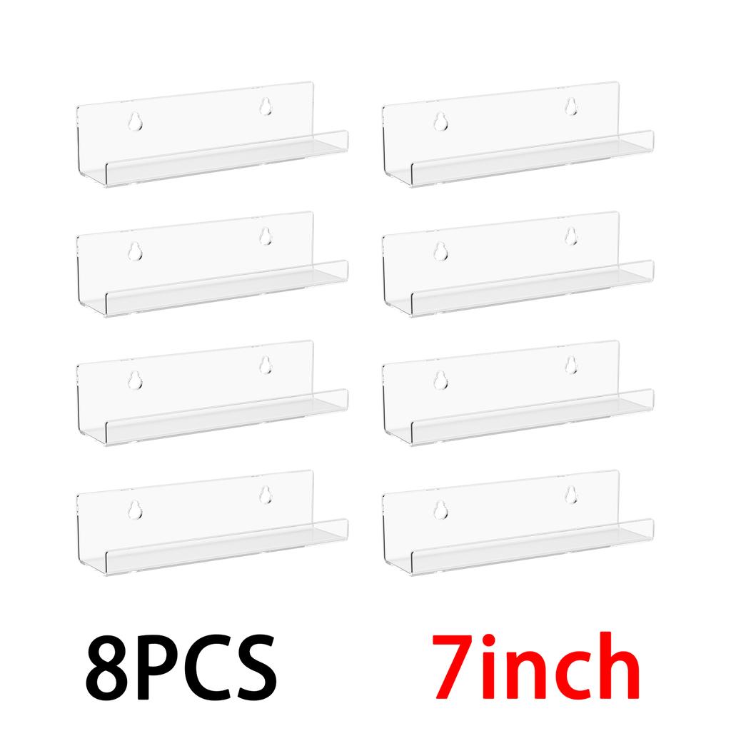 4-12Pcs Acrylic Storage Rack Wall Mounted Clear Floating Display Shelves Book Record Handwork Toy Storage Rack