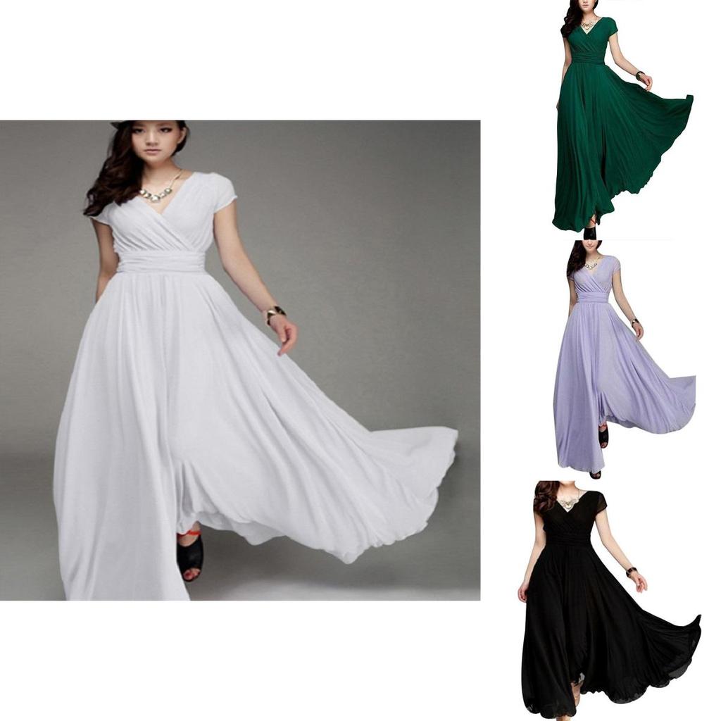 Elegant Women Long Formal Evening Prom Party Bridesmaid Chiffon Ball Gown Cocktail Dress For Special Occasions