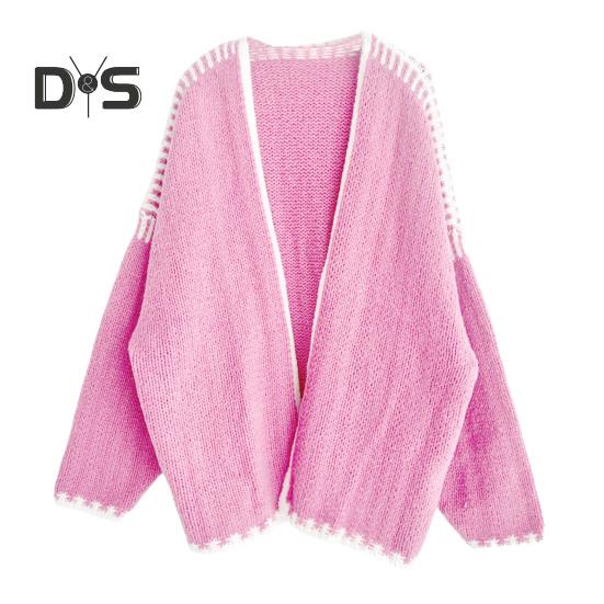Spring Fall Women Coat Knitted Thick Loose Long Sleeves Cardigan Solid Color Warm Casual Daily Wear Work Outdoor Sweater Jacket