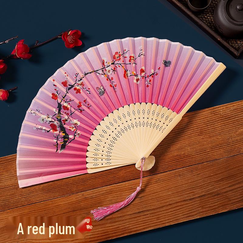 Traditional Chinese Folding Fan for Women and Children - Portable, Small, Perfect for Hanfu, Qipao, Dance, and Summer Use