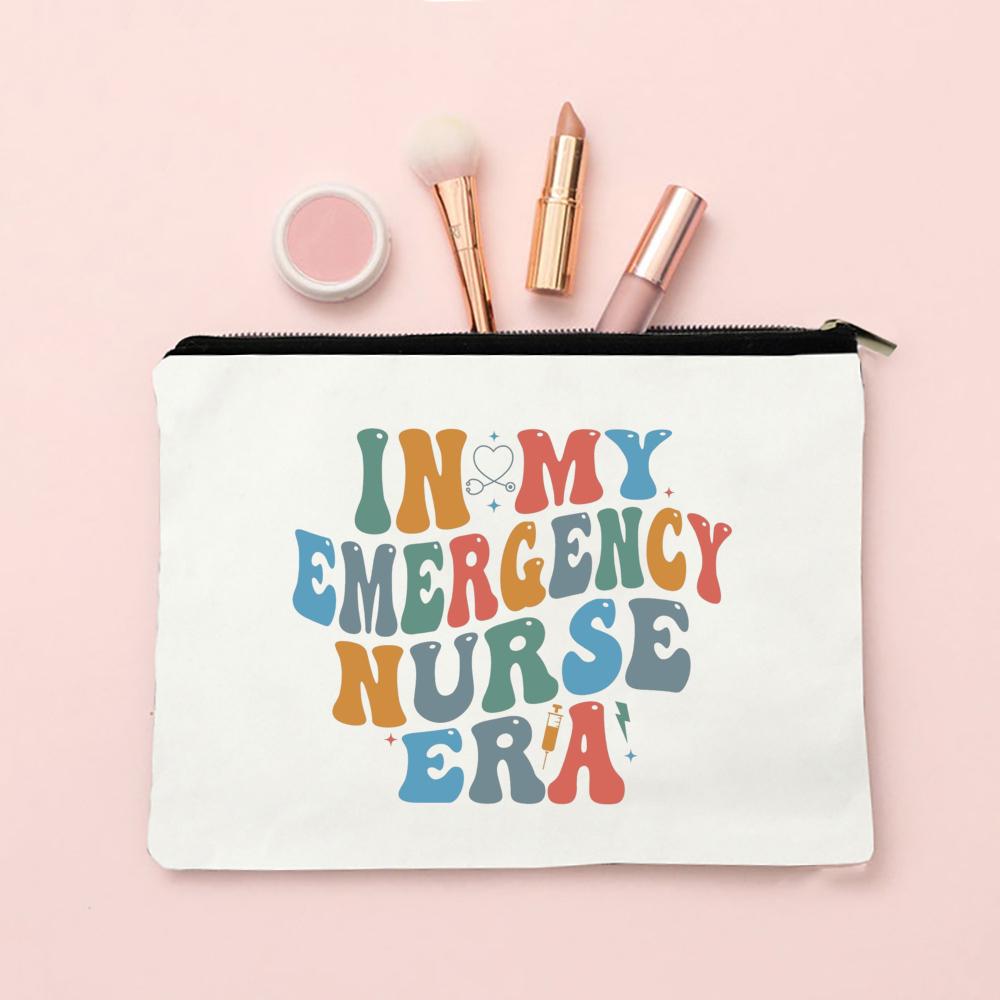 In My Nurse Era Print Women Cosmetic Bag Travel Neceser Toiletries Organizer Bags Women Canvas Make Up Case Best Gift for Nurse