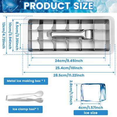 Stainless Steel Ice Cube Maker 18 Slots Ice Tray with Lever Versatile Dishwasher Safe Ice Cube Tray for Milk and Drink Cooling
