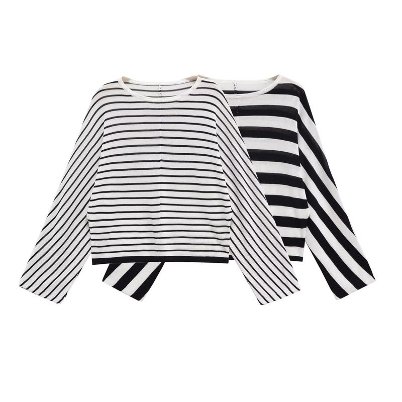 Araltay New Arrival Fashion Style Women's Clothing Fashion All-Match Casual Minimalist Batwing Sleeve Stripes Tops 1165260