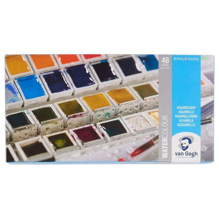 Coffret 48 godets peinture aquarelle Van Gogh Royal Talens boîte en métal