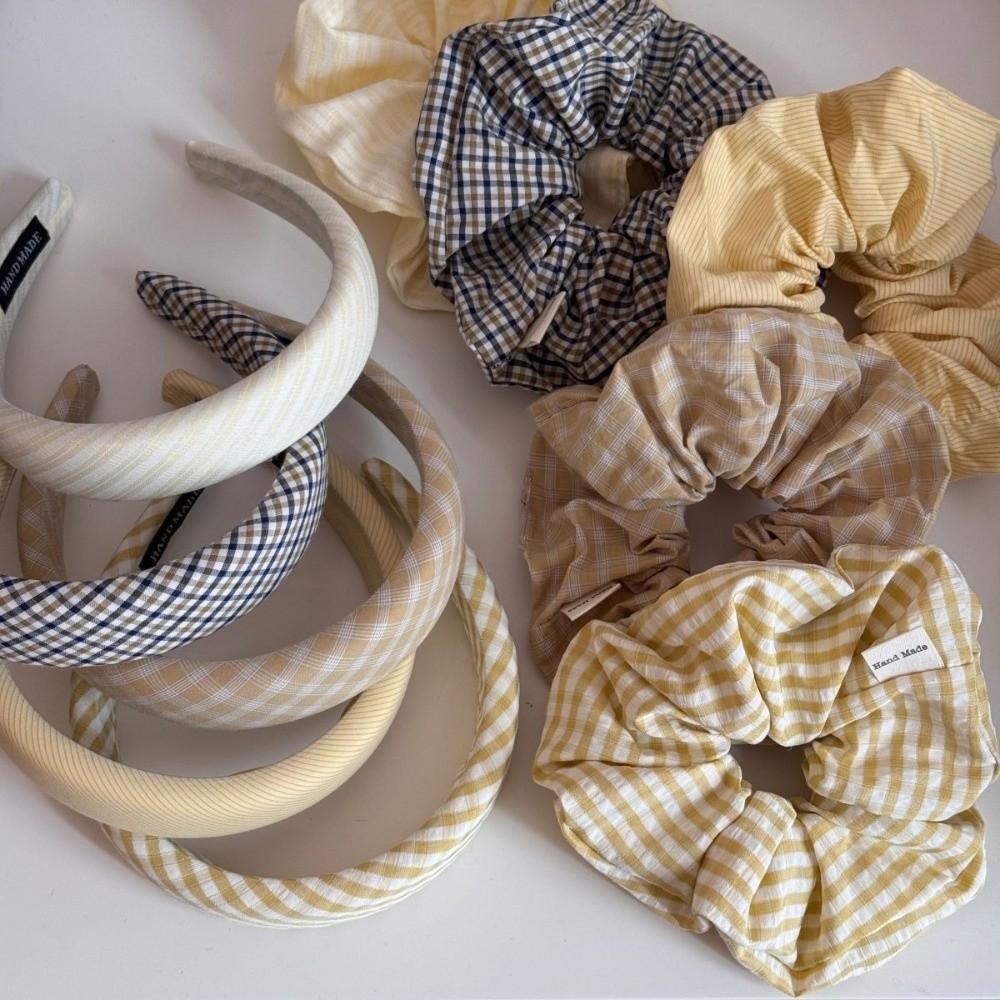 Light Yellow Elastic Hair Ties Minimalist Pattern Hair Rope Sweet Ponytail Hair Scrunchies Women