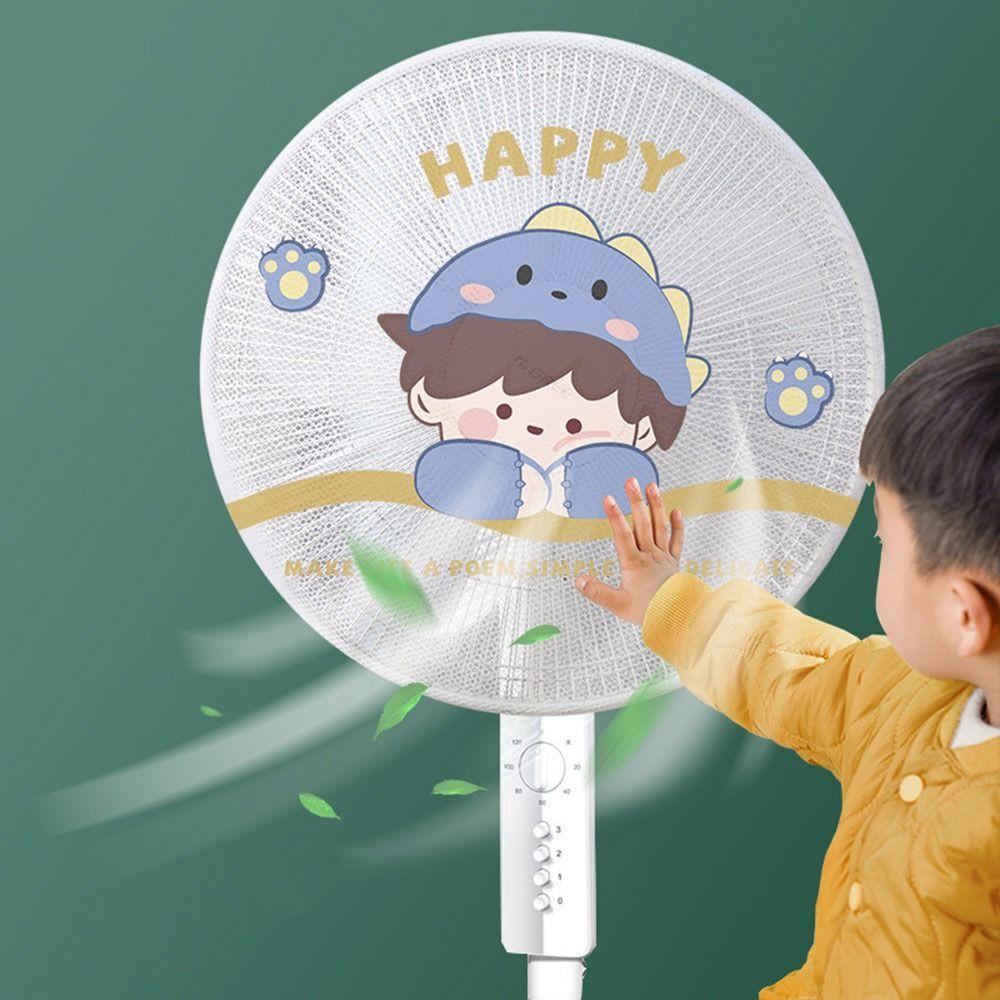 Breathable Fan Safety Protective Mesh Cartoon Mesh Fan Cover Cute Electric Fan Cover  Summer