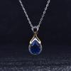 Mermaid Tears Pendant Necklace Dual Tone Plating Blue Sapphire Gemstone Jewelry for Women