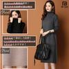 Knit Beautiful High Long Slim Tunic Suitable for Women in Their and B56BWN B-Talk Women's Dress, Fall/Winter Dress, Knee-Length, Turtleneck, Neck,