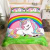 Unicorn Bedding Set Full QueenCartoon Rainbow Animal Comforter Cover Kids Girls Glitter Unicorn Duvet Cover Kawaii Quilt Cover