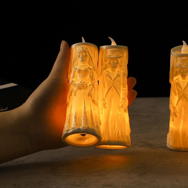 1Set Bride Groom LED Candle Lights 2025 Halloween Party Home Table Decoration Haunted House Horror Props Creative Wedding Gifts