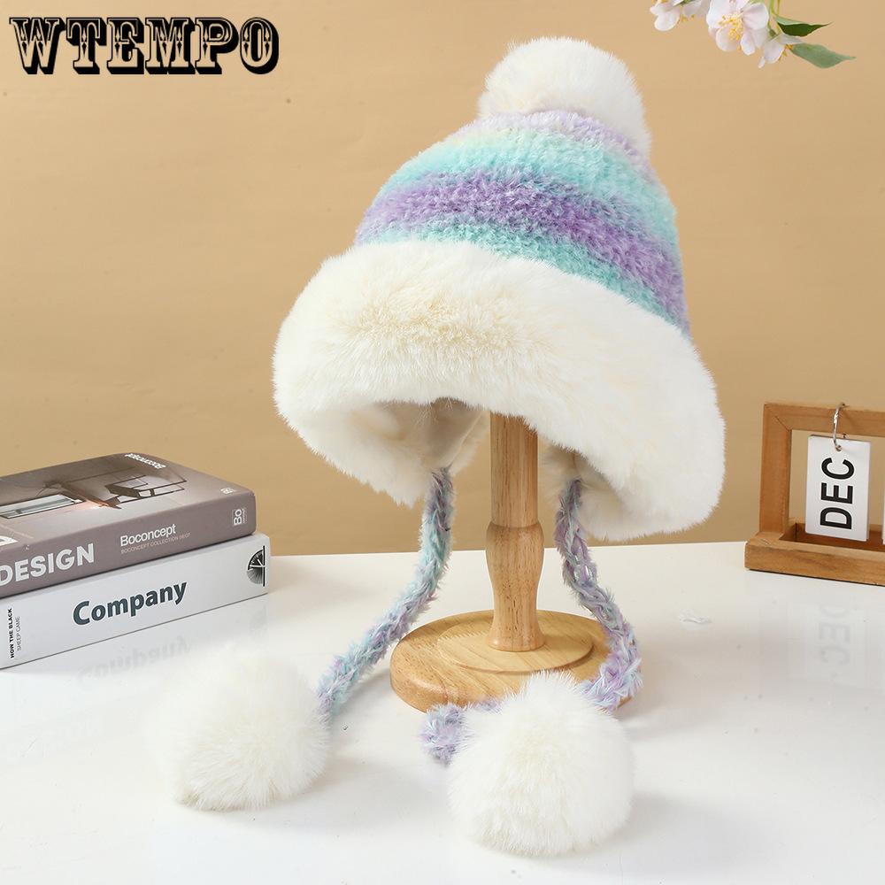 Fashionable Winter Gradient Knitted Hat Outdoor Skiing Warm Ear Protection Knitted Hat Pullover Hat
