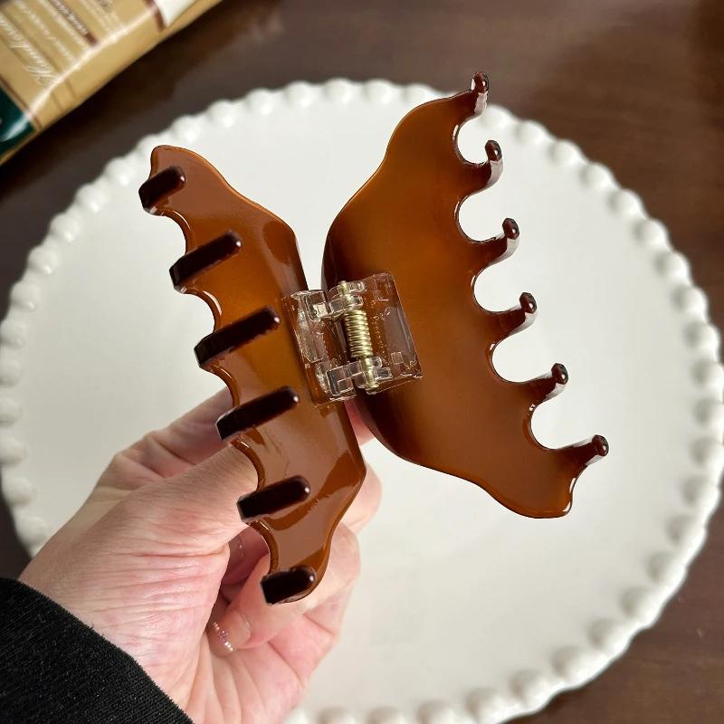 Retro High Quality Acetate Hair Claw Barrettes Womens Temperament Hairpins Simple Shark Clip Crab Hair Clips Lady Headdress New