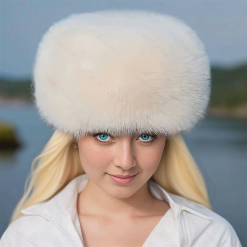 WTEMPO Women's Autumn Winter Soft Plush Hats Windproof Cold-proof Thick Warm Bucket Hats Ear-protecting Flat-topped Hats Outdoor Shopping Hats