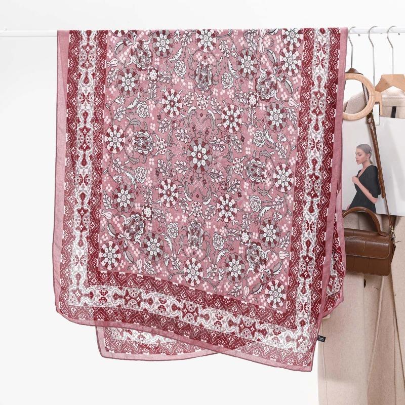 Women's Retro Cotton and Linen Printed Scarf Versatile Size Sunscreen Long Yarn Shawl E-commerce