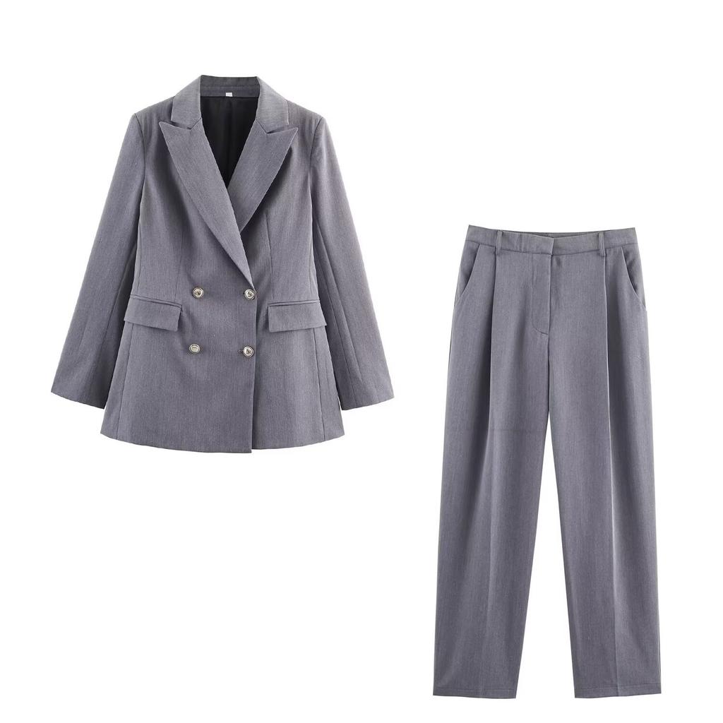 European and American cross-border women's clothing wholesale women's double-collar blazer sets