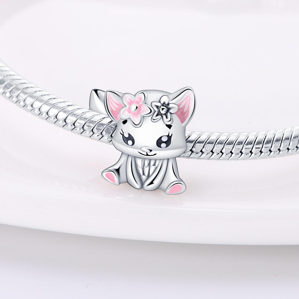 Copper Pink Rabbit Cat Dog Animal Series Charms Beads Fit Original Fine Bracelets Diy Jewelry Giftaccessory