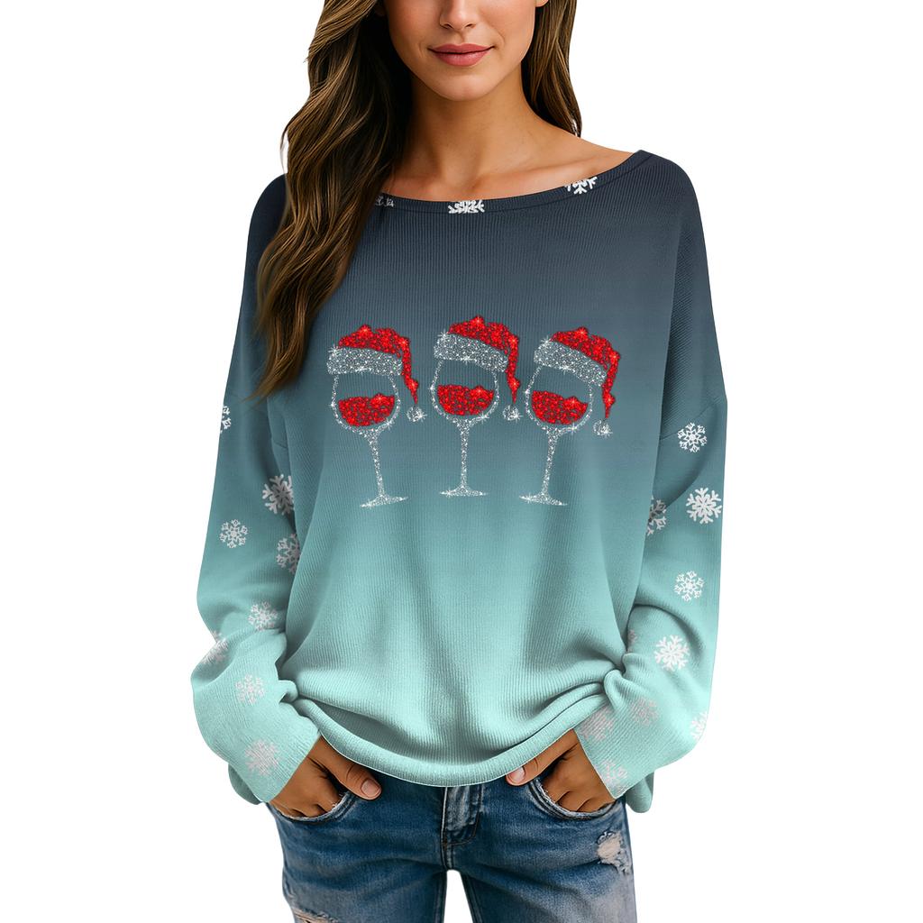 Womens Fall Sweaters Long Sleeve Print Tops Pullover Sweaters Loose Dressy Casual Basic Clothes