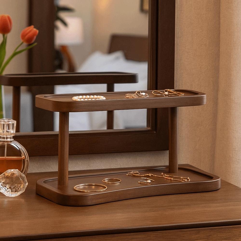 Wooden Desktop Storage Rack Minimalist Spice Jar Storage Holder Display Rack  Jewelry Storage