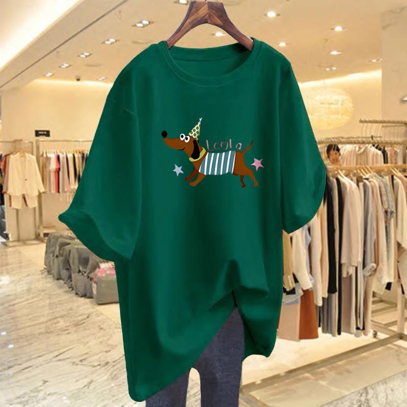 Women's Loose Fit Pure Cotton Niche Print Short Sleeve T-Shirt
