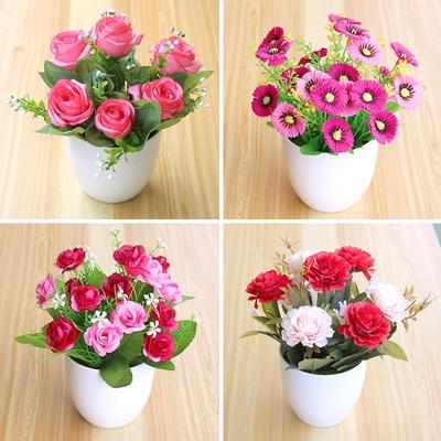 Silk Rose Bonsai: Artificial Flowers & Greenery for Indoor/Outdoor Decor