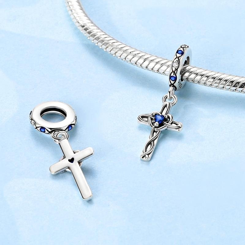 Copper Jesus Bible Cross Devil'S Eye Charms Beads Fit Original Bracelet Diy Jewelry Party Gifts