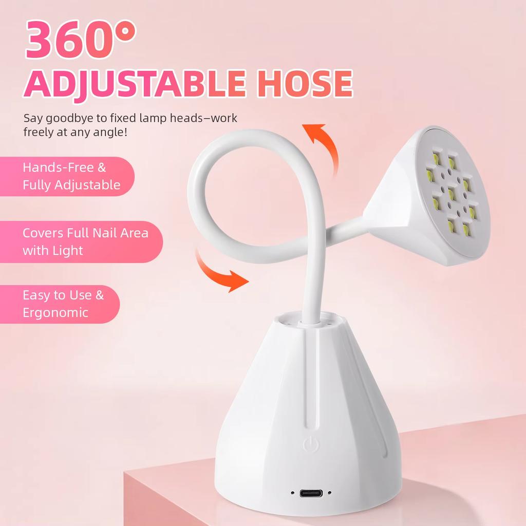 YIKOOLIN UV Gel Nail Lamp LED Nail Dryer Rechargeable Sensing Touch Control Fast Drying Nail Light 360° Bendable Table Lamp