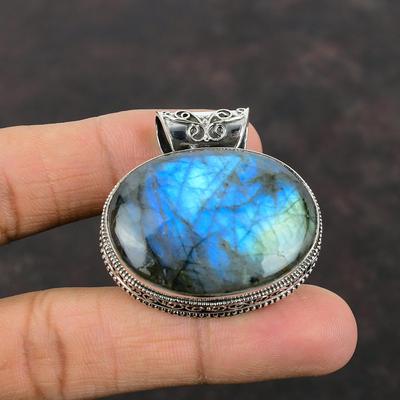Labradorit Anhänger Edelstein Anhänger 925 Sterling Silber Anhänger Ovaler Labradorit Schmuck Handgefertigter Vintage Anhänger Perfekte Geschenke für Mama