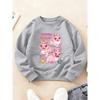 Kids Crewneck Sweatshirt, Three Cute Pink Rabbits Fun Print Long Sleeve Top for Autumn Winter