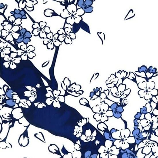 Someno Anbo Tenugui Sometsuke Sakura Navy Hand-dyed 100 Cotton Special Quality Made Japan 35cm x 100cm