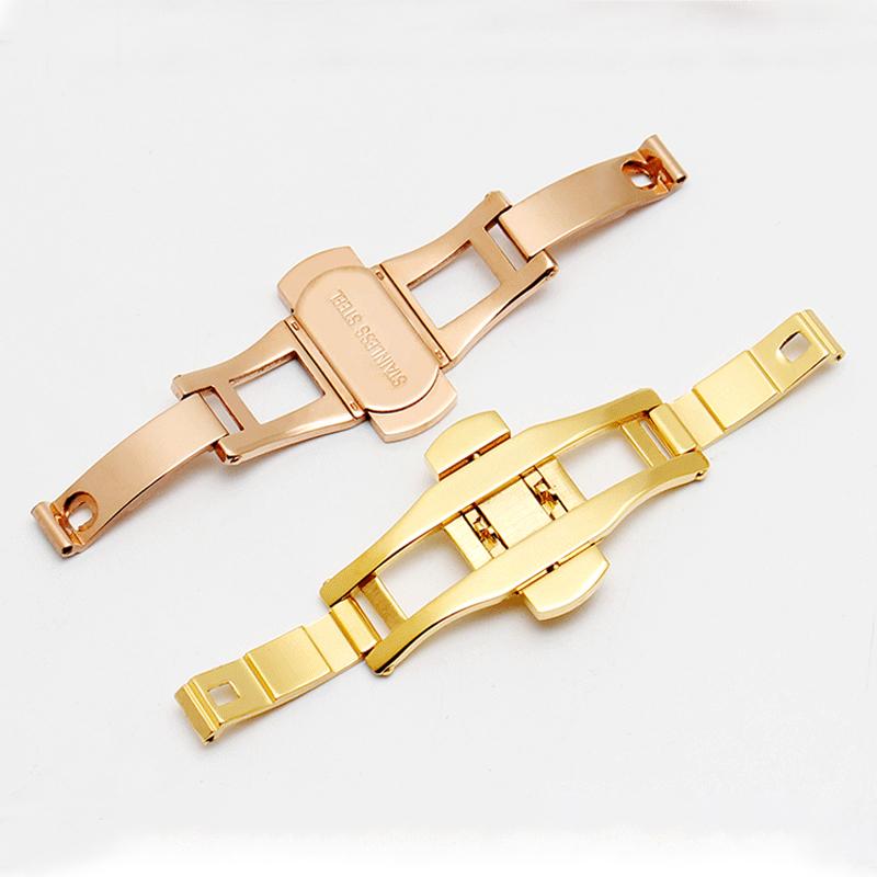 Neway High Quality Metal Watch Band Buckle 6mm Watchband Strap Silver Stainless Steel Clasp Butterfly Button Accessories
