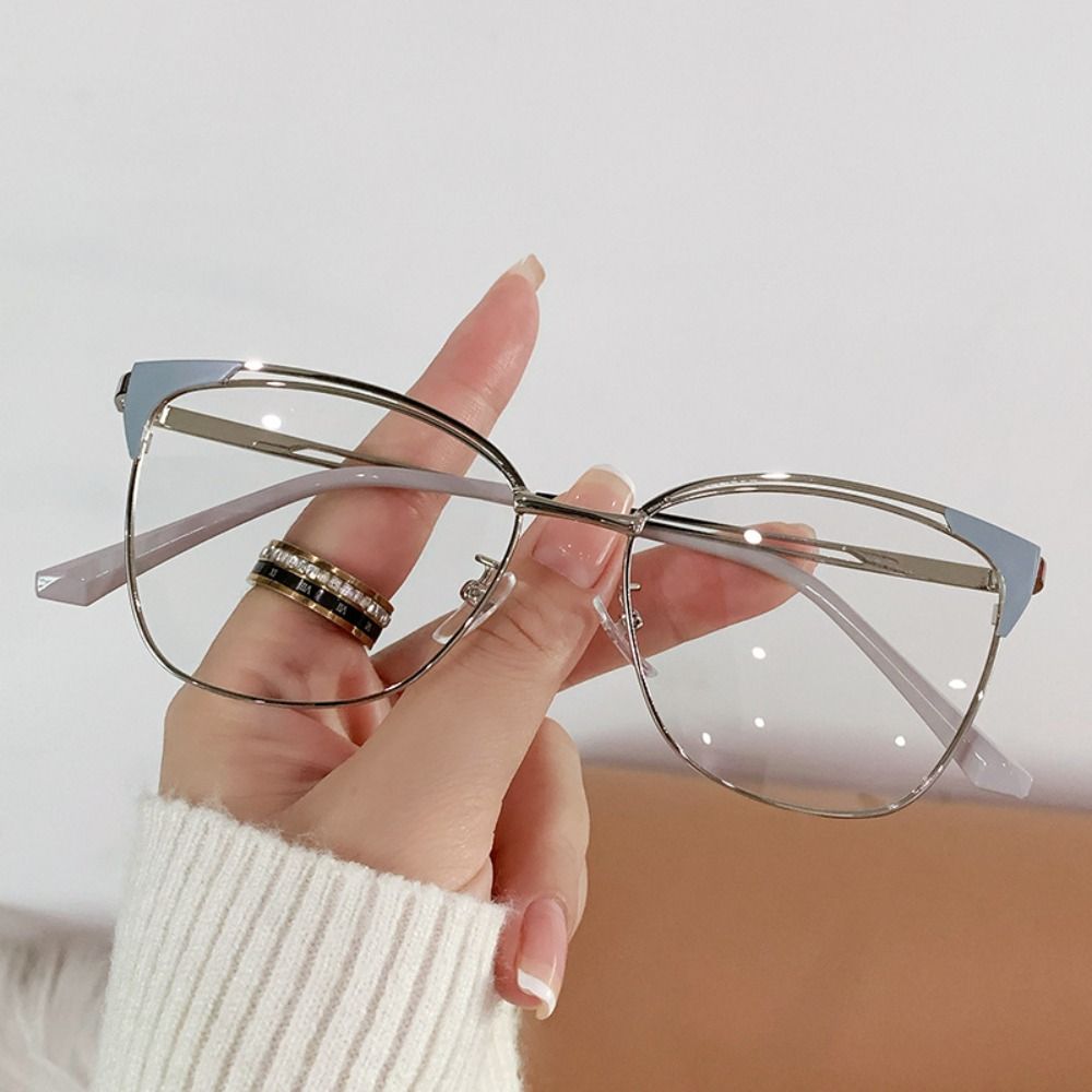 Zinc Zinc Alloy Anti Blue-lay Eyewear Lightweight Women Plain Glasses Trendy Cat Eye Glasses  Business