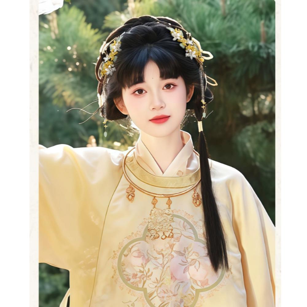 Vintage Hanfu Wig Headband Lazy Wig Bag Chinese Ancient Chignon  Song and Ming Dynasty