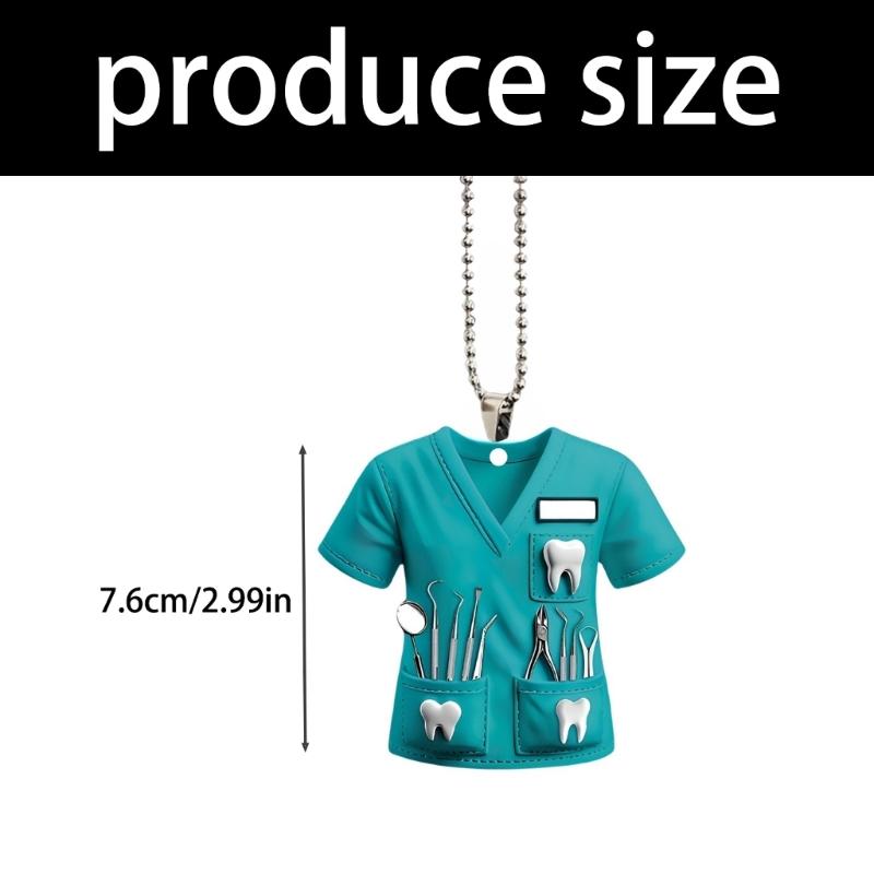 Lusterko wsteczne samochodowe montowane Dekoracja o tematyce dentystycznej Kostium dentysty Wisiorek Akrylowa ozdoba Urok Wisząca dekoracja