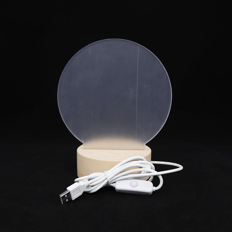 3D High-Transparency Atmosphere Night Light In Beech Wood with Uncarved Acrylic Board