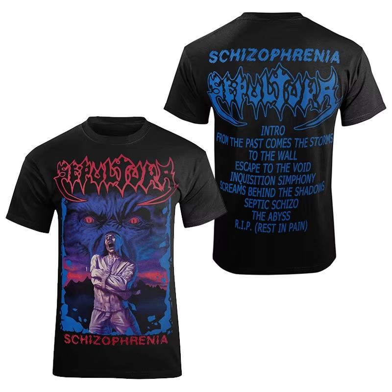 2026 Summer Fashion Trendy Tee Men Women Vintage Top Simple Retro SEPULTRA Band Dark Metal T-Shirt Cotton Graphic Tee Hip Hop Streetwear Oversized Top