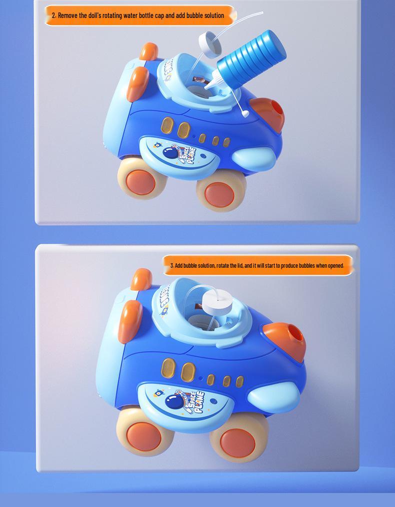 Electric Bubble Blowing Airplane Walker for Kids with Sound & Light Effects