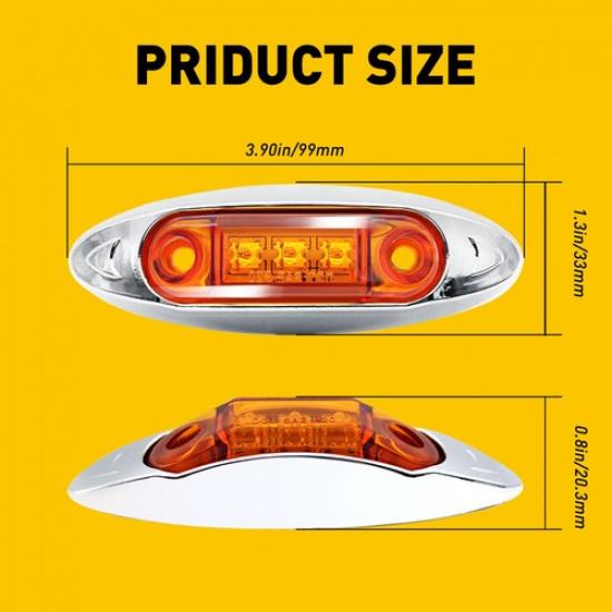 10Pcs Amber Clearance Side LED Marker Light Car For Truck Trailer Pickup 12V 24V