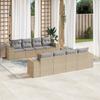 Vidaxl 9-Cz. Garden Furniture Set With Cushions, Beige, Poly Rattan