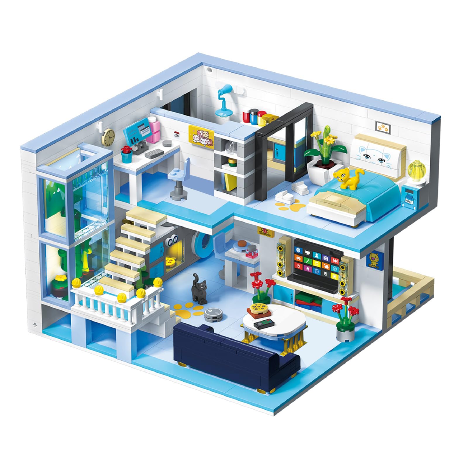 

Hallisun Block Set Building Assembling Cat Room Model 3D Puzzle Toy Miniage House Mini Size Brick Brick For Adults Children Boys Girls 8 Years +