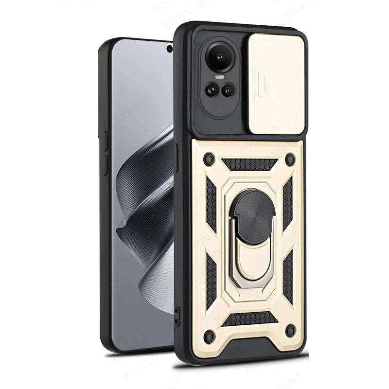 Armor Case For OPPO Reno 10 5G Reno10 Pro Reno 8T 7 6 5 Lite Cover Lens Protection With Ring Magnetic Holder Coque Fundas