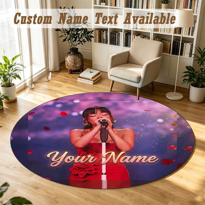 Round Rug Custom NameAyliva Pattern Non Slip Carpet Home Floor Decor