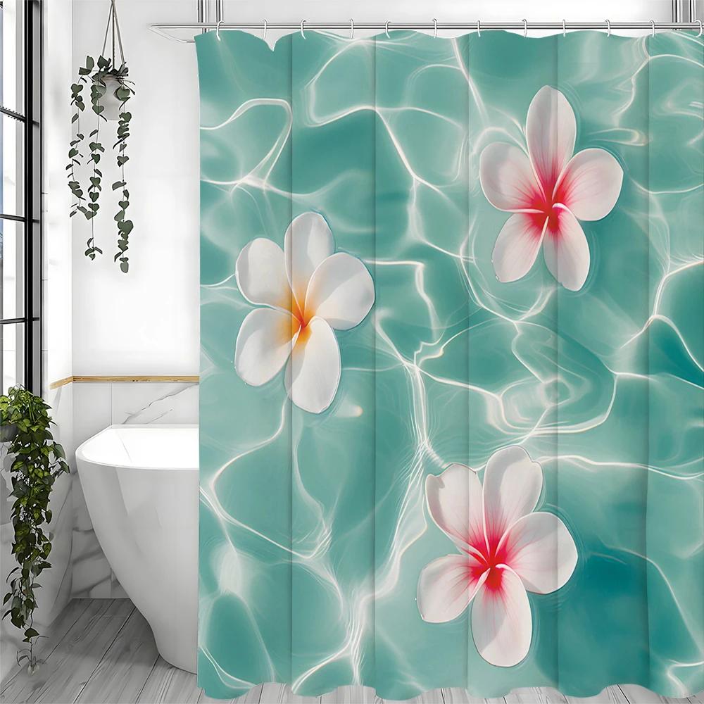 Květinová sprchová závěs s vaječným vzorem, Dekorační sprchový závěs do koupelny, Vodotěsný sprchový závěs s háčky