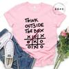 Think Outside The Box Printed Women T-Shirts, Women's Casual Tee Shirts Clothing Short Sleeve Crew Neck Top for Summer & Spring
