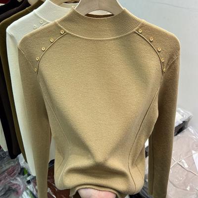 Autumn New Half High Neck Knitted Sweater Women Slim Fit Fashion Winter Pullover Base Long Sleeve Female Sweaters Elegant Solid Casual Knitwears 25036