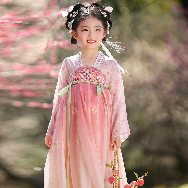 2026 Exquisite Tang Dynasty Style Hanfu: Girls' Super Fairy Princess Jumper Skirt - Perfect for Performances & Daily Wear