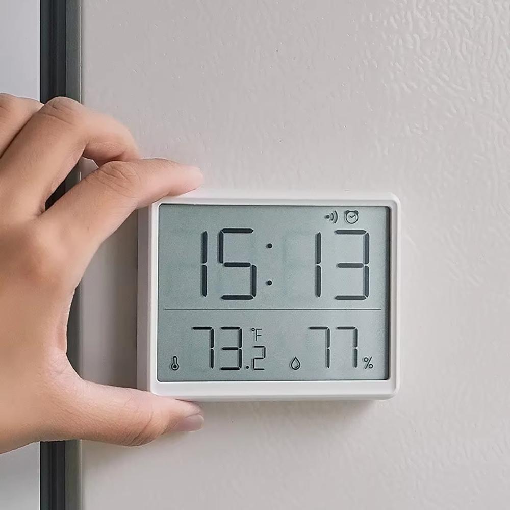 Ultra Thin Alarm Clock LCD Large Screen Digital Temperature Hygrometer Simple Magnetic Design Desk Refrigerator Wall Mounted Decoration Digital Clocks