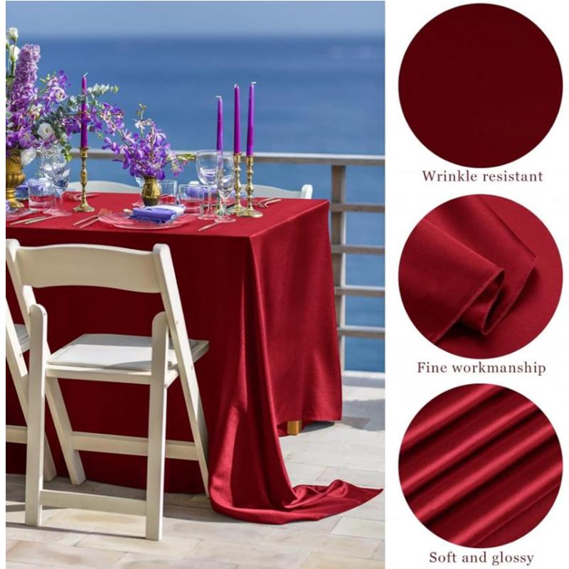 Rectangle Satin Tablecloth,Silkly Soft Solid Color Table Cover For Dining Room Wedding Party Banquet Supplies Dinner Tablecloths