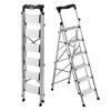 6 Step Ladder, Folding Step Stool with Wide Anti-Slip Pedal and Comfort Handgrip, 150 Kg Capacity Portable Aluminum Stepladder