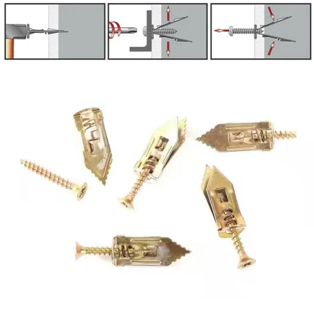 50/100 Pcs Self Drilling Drywall Anchors with Screws Expansion Nail Self-Tappe Screw Kit Heavy Duty Metal Wall Anchors