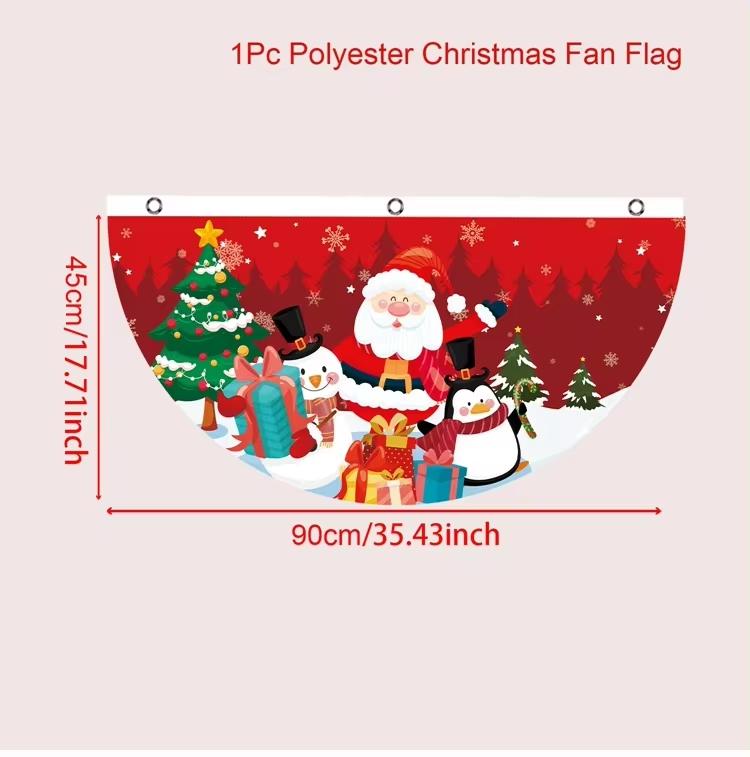 Christmas Fan-shaped Flag Banner Christmas Decor for Home 2026 Christmas Ornament Xmas Navidad Natal Noel Gifts New Year 2026